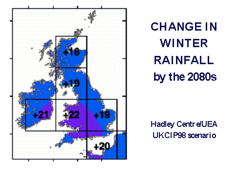 UK - Change in winter rainfall by the 2080s