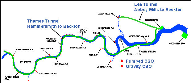 Map of part of the River Thames